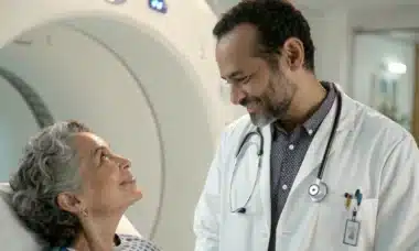 personne se faisant aider par un médecin